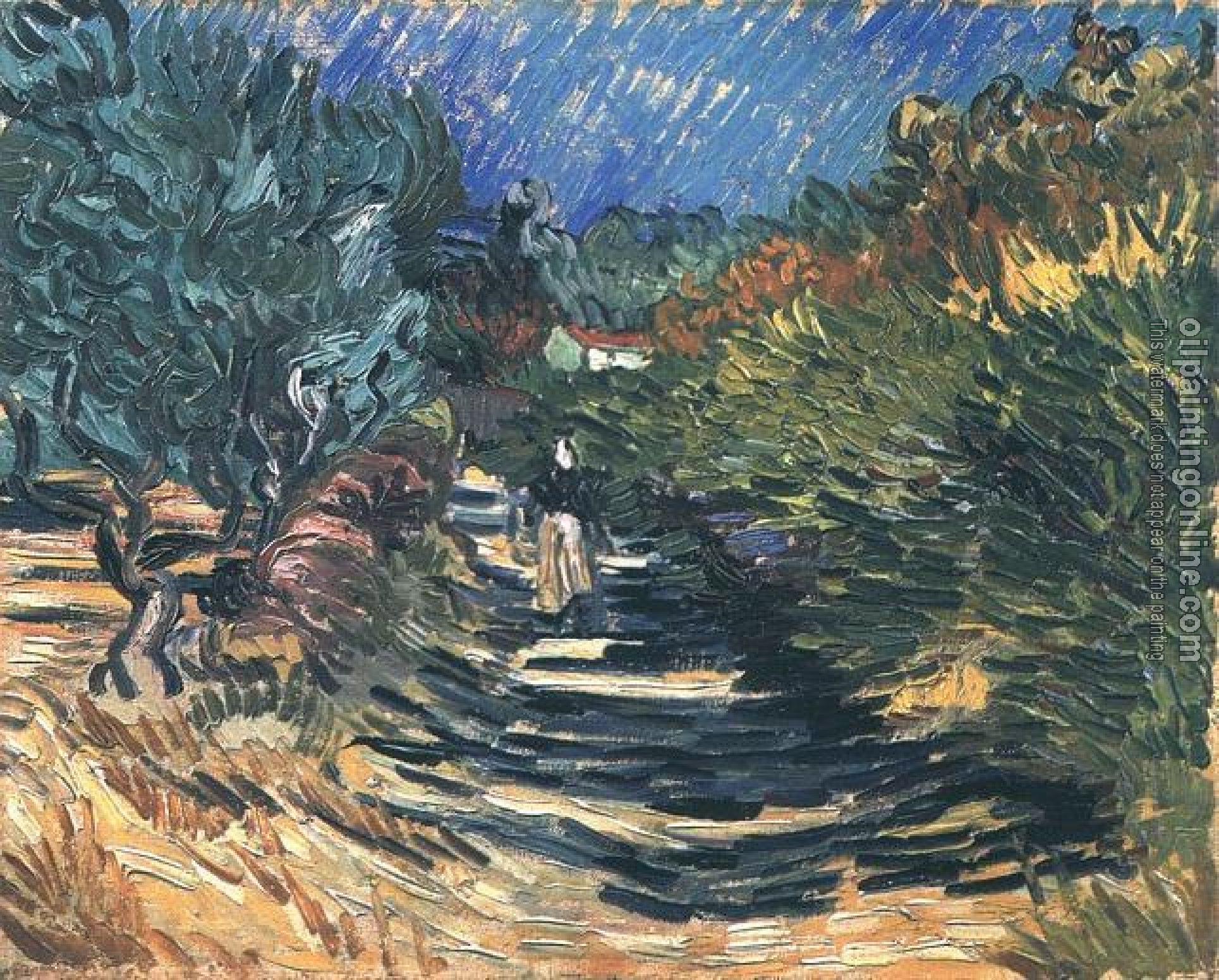 Gogh, Vincent van - A Road at Saint-Remy with Female Figure